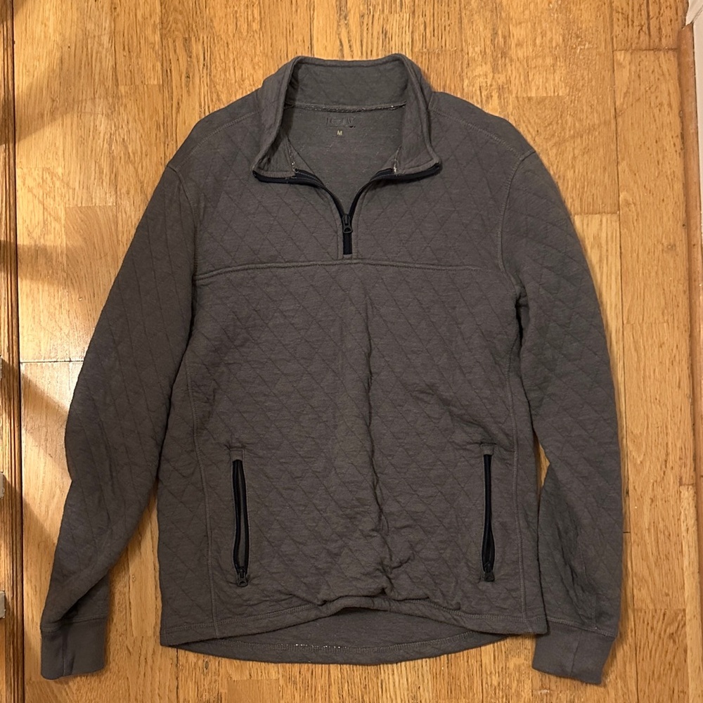 J. Crew Gray Quilted Pullover